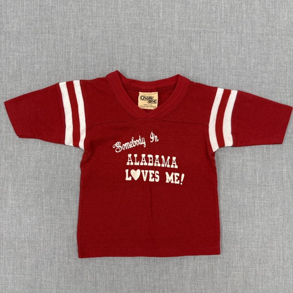 Alabama Crimson Tide Football Toddler 2T T Shirt Chalkline 70s Kids Vintage USA